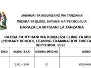 RATIBA YA MTIHANI WA TAIFA DARASA LA SABA (NECTA) 2025